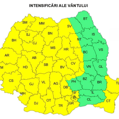 Cod galben de intensificări ale vântului în județul Dâmbovița