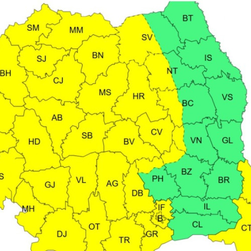 Cod galben de vânt puternic pentru mai multe regiuni din țară, miercuri