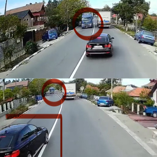 Șofer din Gorj filmat în timp ce depășește periculos pe linie continuă pe DN 64