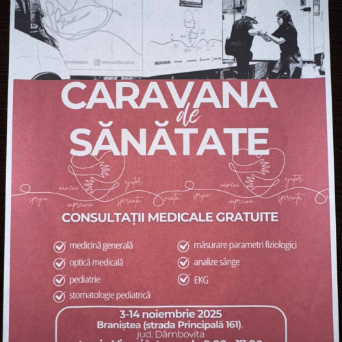 Caravana de Sănătate aduce servicii medicale gratuite în comuna Braniștea