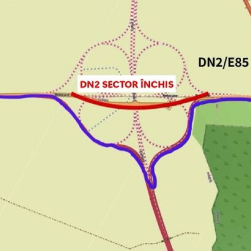 Trafic deviat pe DN2 pentru lucrările la Autostrada A7 și pasajul nou