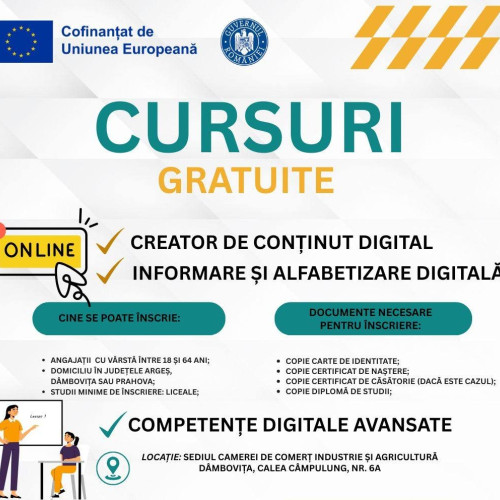 Camera de Comerț Dâmbovița oferă cursuri gratuite de competențe digitale pentru angajați