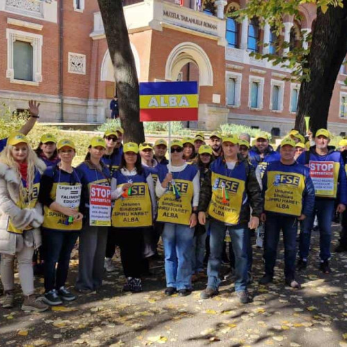 Protest în Piața Victoriei al cadrelor didactice din Alba împotriva măsurilor fiscale și condițiilor de muncă