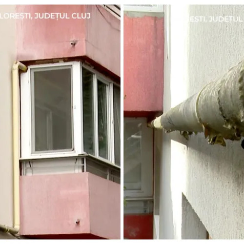 Conductă de gaze periculoasă pe balconul unui bloc din Florești