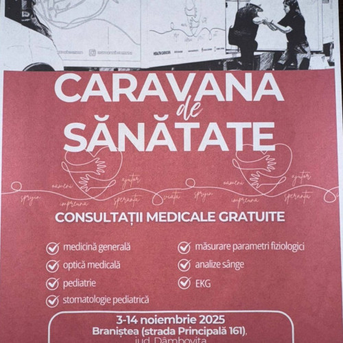 Caravana de sănătate ajunge la Braniștea pentru consultații gratuite