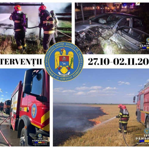 Pompierii din Dâmbovița au intervenit în aproape 300 de situații într-o săptămână
