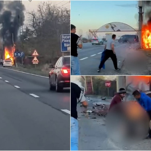 Accident grav pe DN1 în Băicoi: un bărbat a decedat după ce mașina a luat foc