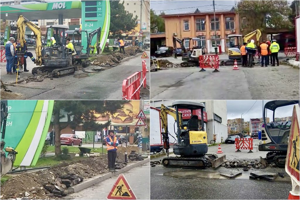 Țeavă de gaze fisurată pe bulevardul Republicii din Pitești