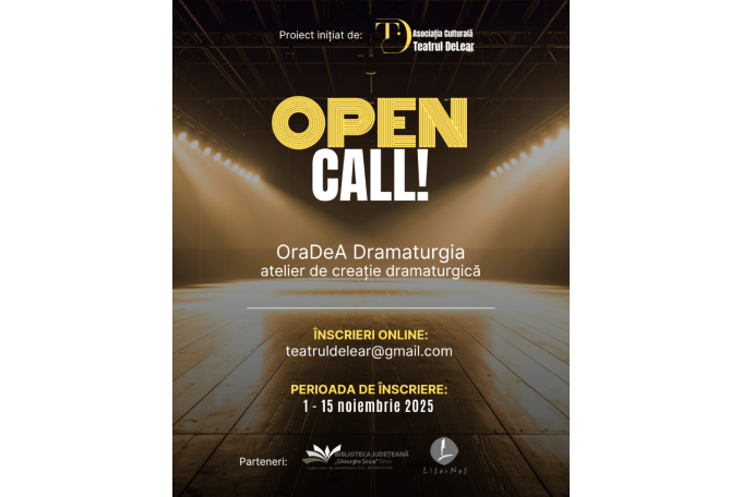 Teatrul DeLear lansează proiectul OraDeA Dramaturgia dedicat autorilor din Bihor