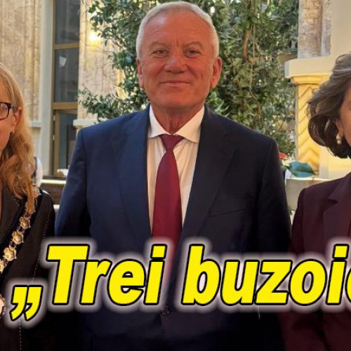 Primarul Toma fotografiat alături de două buzoience de succes în Marea Britanie