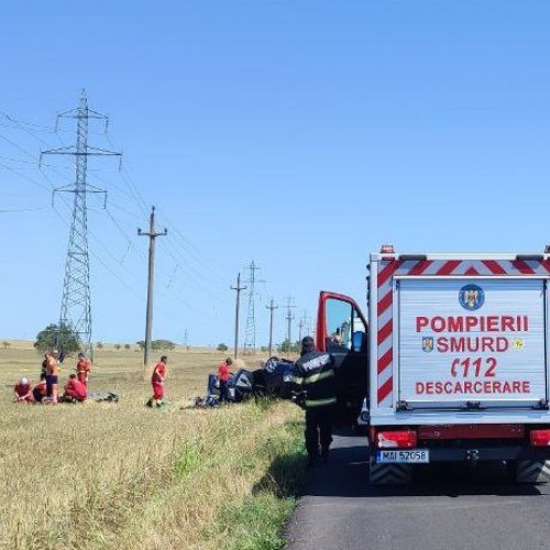 Autoturism răsturnat în Dobrogea fără victime încarcerate