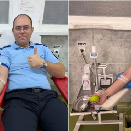 Doi jandarmi din Botoșani donează sânge pentru campania națională a Jandarmeriei