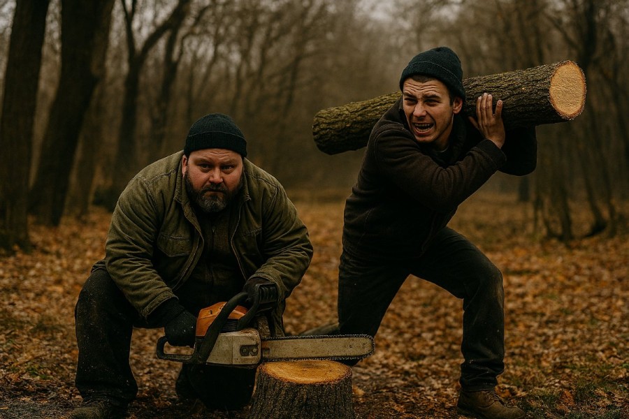 Doi bărbați reținuți după ce au tăiat ilegal patru arbori de cer la Craiva