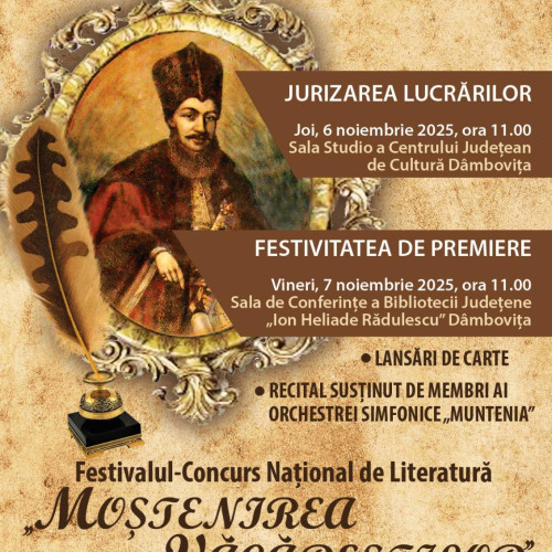 Festivalul Național de Literatură „Moștenirea Văcăreștilor” revine la Dâmbovița