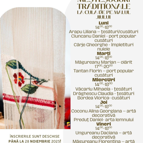 Cursuri gratuite de meșteșuguri tradiționale la Școala Populară de Arte din Târgu Jiu