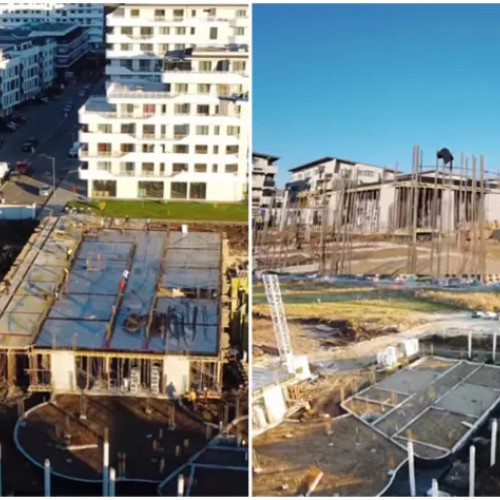 Șantierul noii școli din Florești avansează rapid și ajunge la etajul I