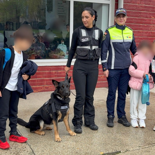 Elevii au descoperit rolul câinilor polițiști și au învățat reguli de siguranță