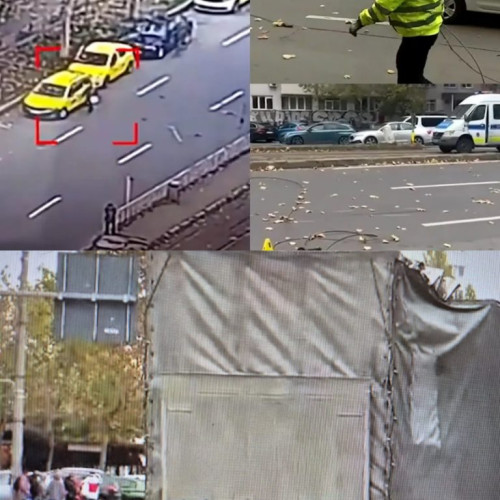 Accident grav în Capitală după ce o autoutilitară a agățat cablu STB, o femeie e în stare critică