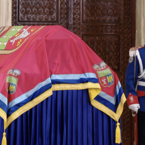 Sicriul lui Grigore Alexandru Ghyka, depus la Palatul Cotroceni în drum spre Iași