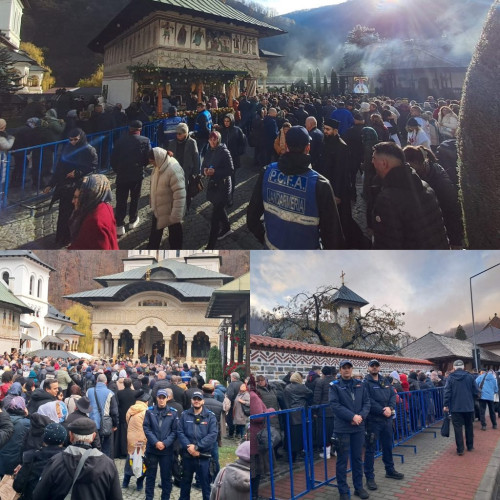 Proclamarea canonizării Sfântului Visarion la Mănăstirea Lainici adună numeroși pelerini