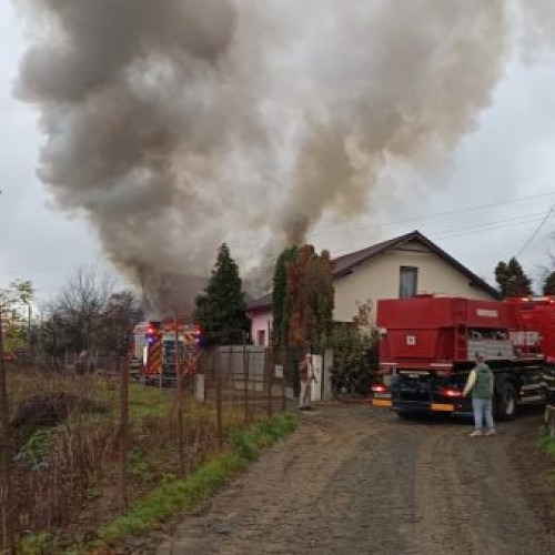Incendiu puternic la o locuință și anexă din Baia Sprie