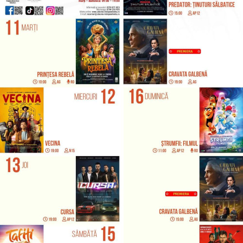 Program bogat de filme și premiere la Cinematograful Independența în noiembrie