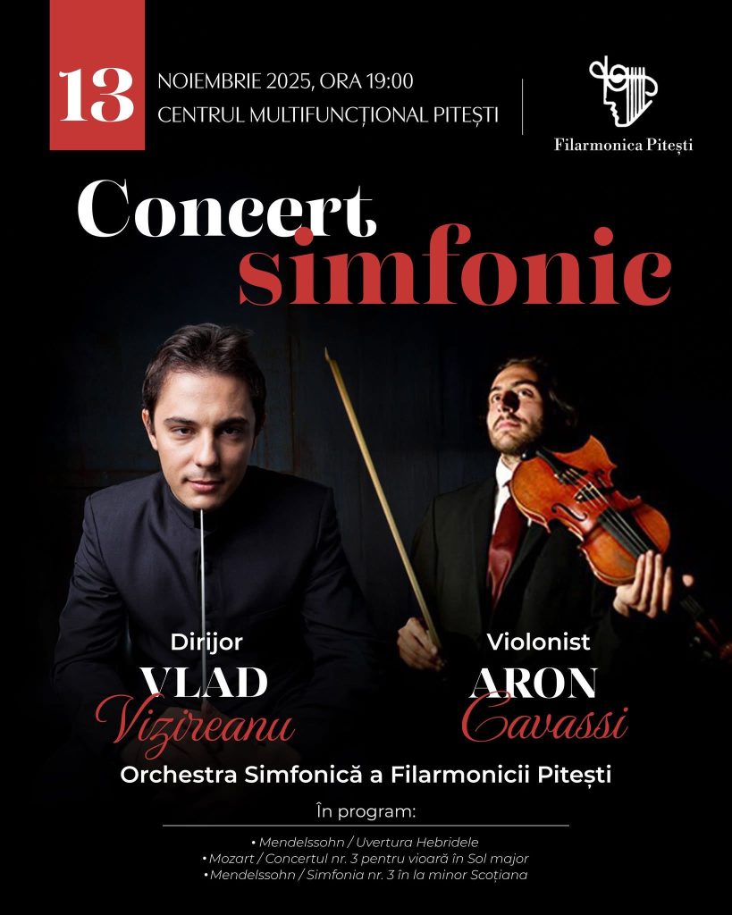 Filarmonica Pitești prezintă un concert simfonic sub bagheta lui Vlad Vizireanu