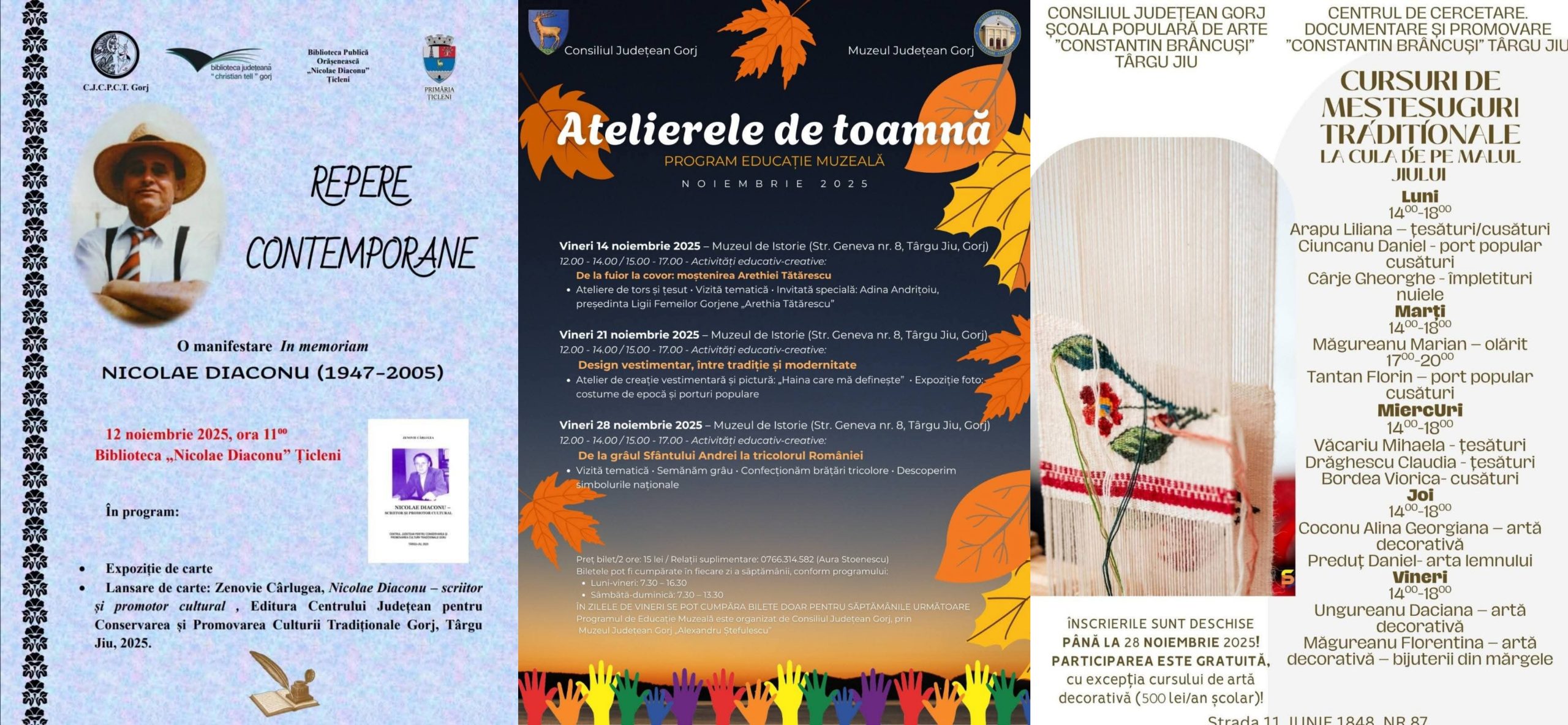 Consiliul Județean Gorj organizează o săptămână culturală cu ateliere și lansări de carte