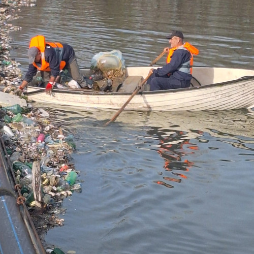 Acțiune de curățare în zona barajului plutitor de la Priza de Apă Rovinari
