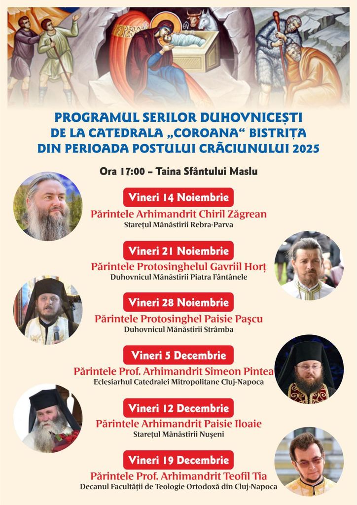 Seri duhovnicești în fiecare vineri din Postul Crăciunului la Biserica Coroana