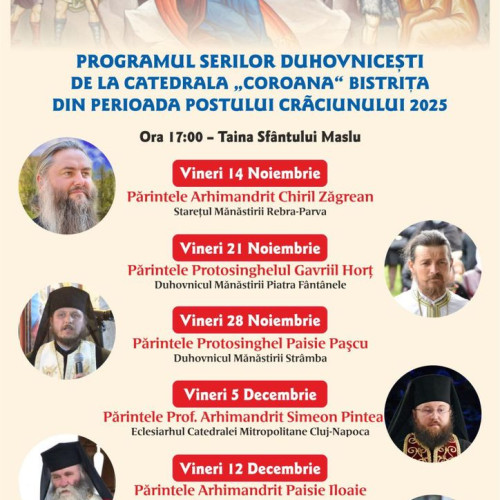 Seri duhovnicești în fiecare vineri din Postul Crăciunului la Biserica Coroana