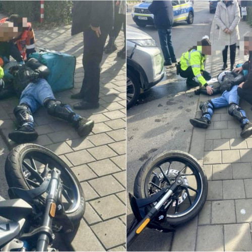 Accident cu motociclist în Pitești, poliția locală a intervenit prompt