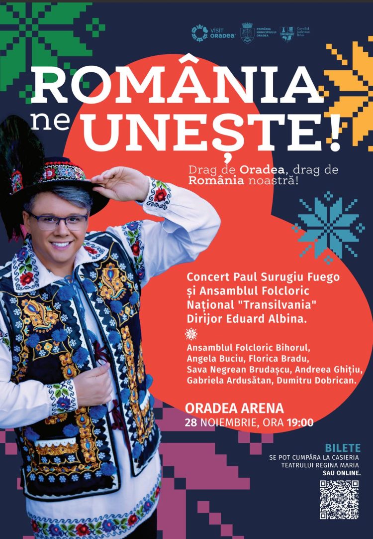 Oradenii sunt invitați la un spectacol folcloric de Ziua Națională a României