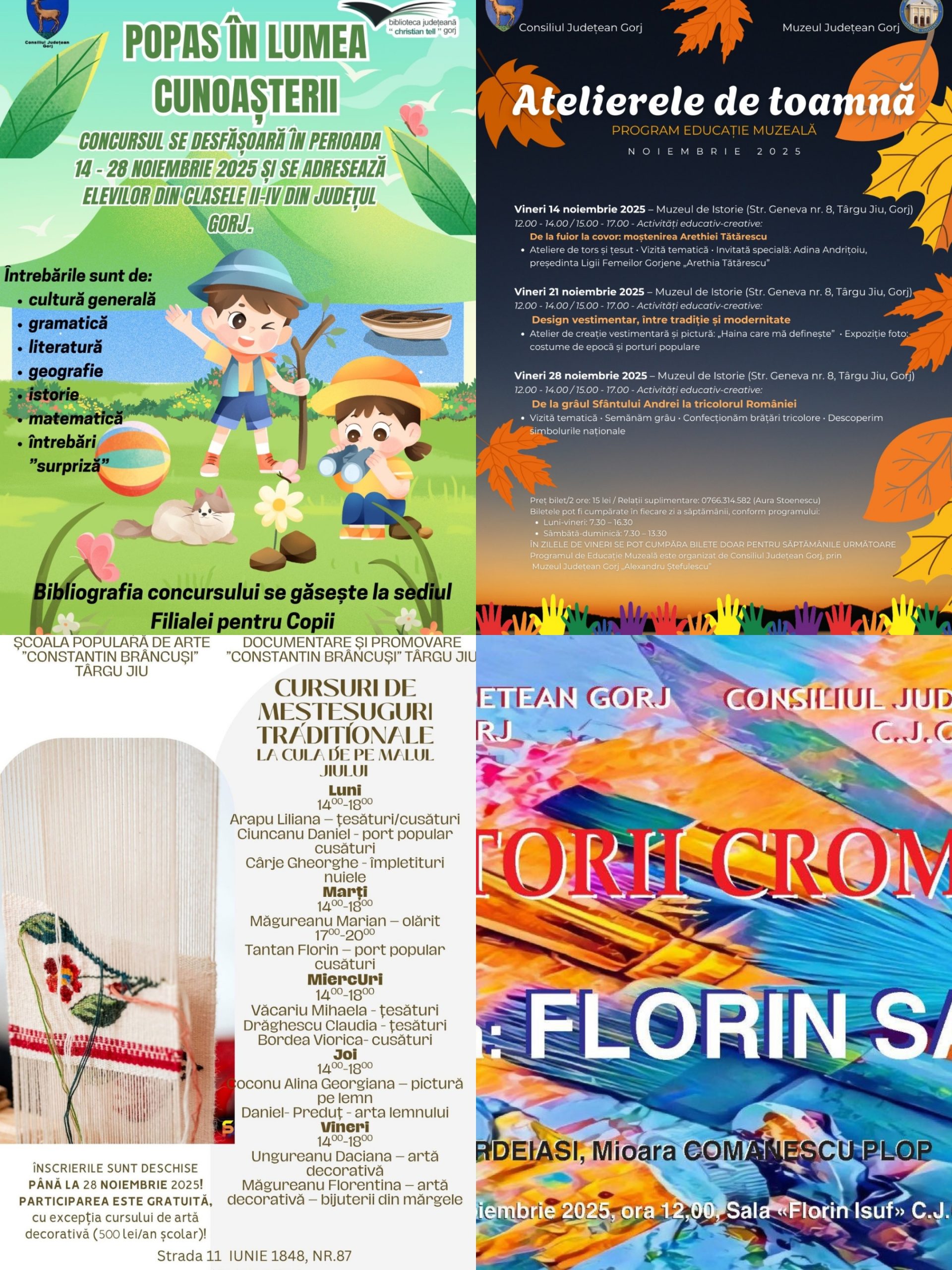Consiliul Județean Gorj organizează o săptămână culturală cu numeroase evenimente