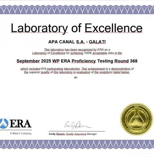 Laboratorul Apa Canal Galați, premiat pentru excelență la evaluarea internațională