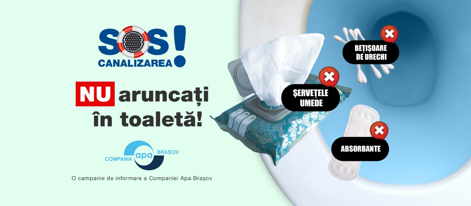 Compania Apa Brașov avertizează asupra pericolului șervețelelor umede în canalizare
