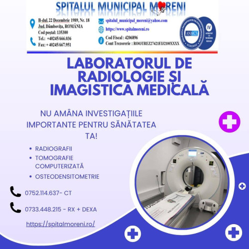 Spitalul Municipal Moreni oferă investigații radiologice decontate de CAS