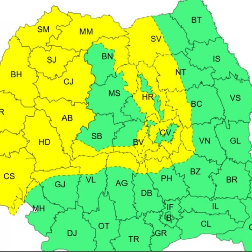 Arad sub Cod Galben de vânt puternic și ploi abundente până joi