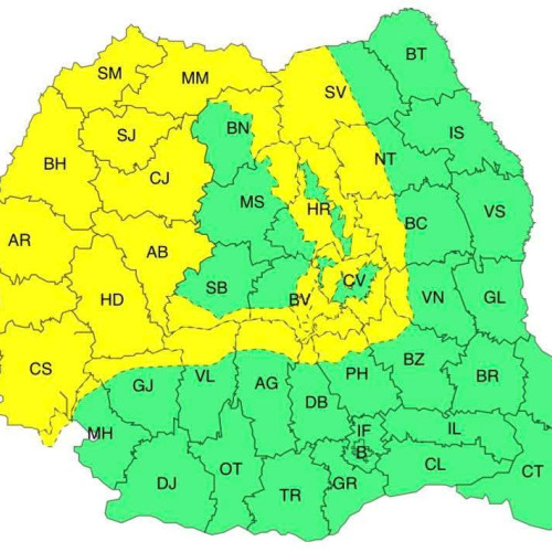 Cod galben de vânt puternic și ninsori în zona montană a județului Dâmbovița
