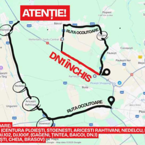 Închidere temporară a traficului pe DN1 pentru lucrări la trecerea cu calea ferată