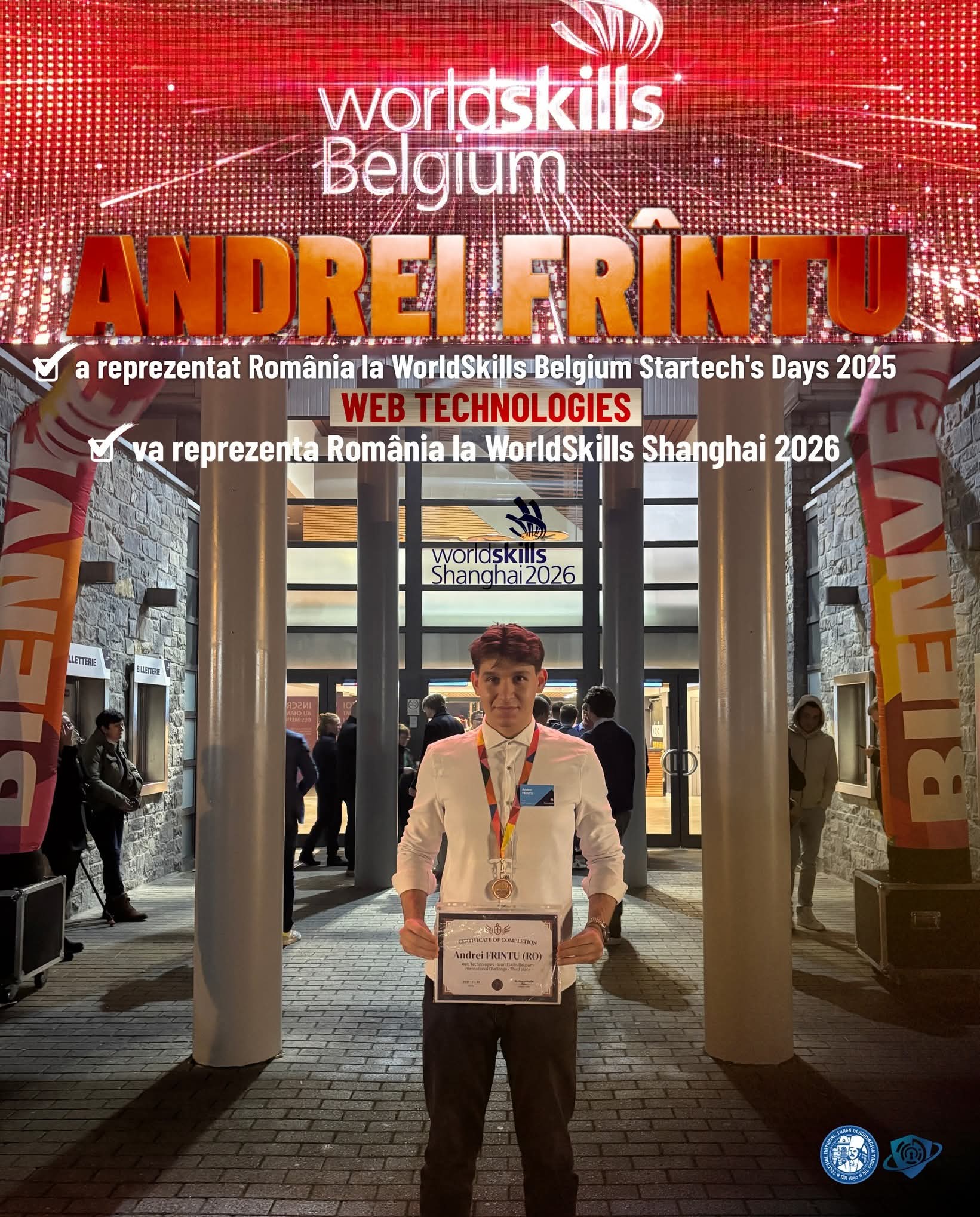 Liceanul gorjean Andrei Frîntu câștigă bronz la WorldSkills Belgium 2025