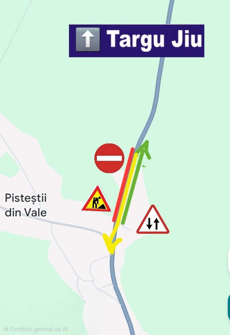 Restricții de trafic pe DN 67 în zona Pișteștii din Deal, începând de luni