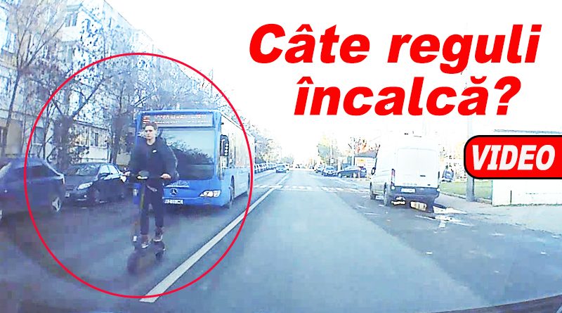 Trotinetist surprins într-o depășire periculoasă pe Aleea Sporturilor din Buzău