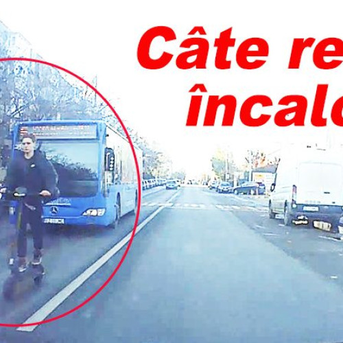 Trotinetist surprins într-o depășire periculoasă pe Aleea Sporturilor din Buzău