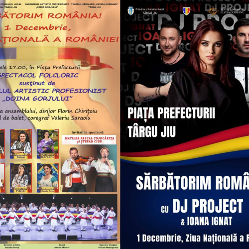Ziua Națională a României sărbătorită cu un spectacol amplu în Târgu Jiu