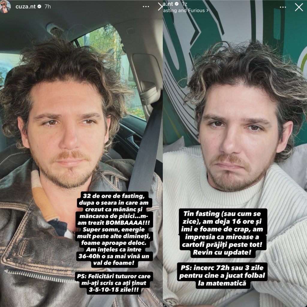 Cuza din Târgu Jiu își documentează online provocarea de post de 72 de ore