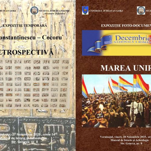 Muzeul Județean Gorj organizează două expoziții culturale la Târgu Jiu