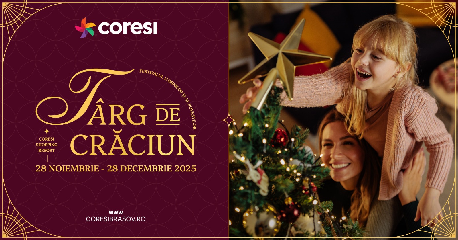 Magia sărbătorilor începe la Coresi cu luminile aprinse și concerte speciale