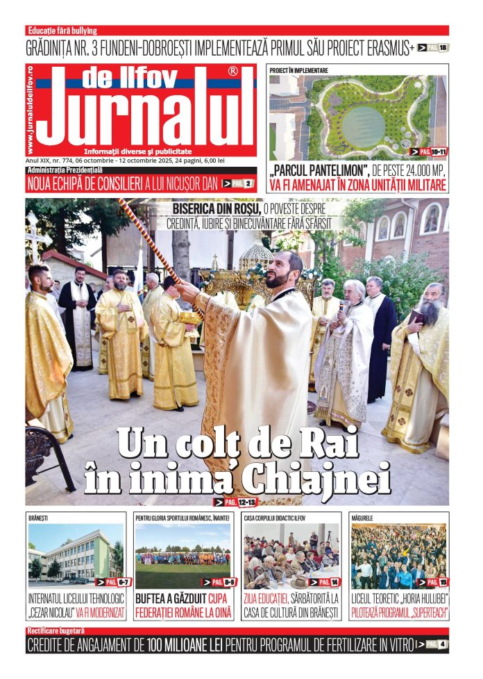 Noua ediție a Jurnalului de Ilfov, numărul 774, a fost lansată azi