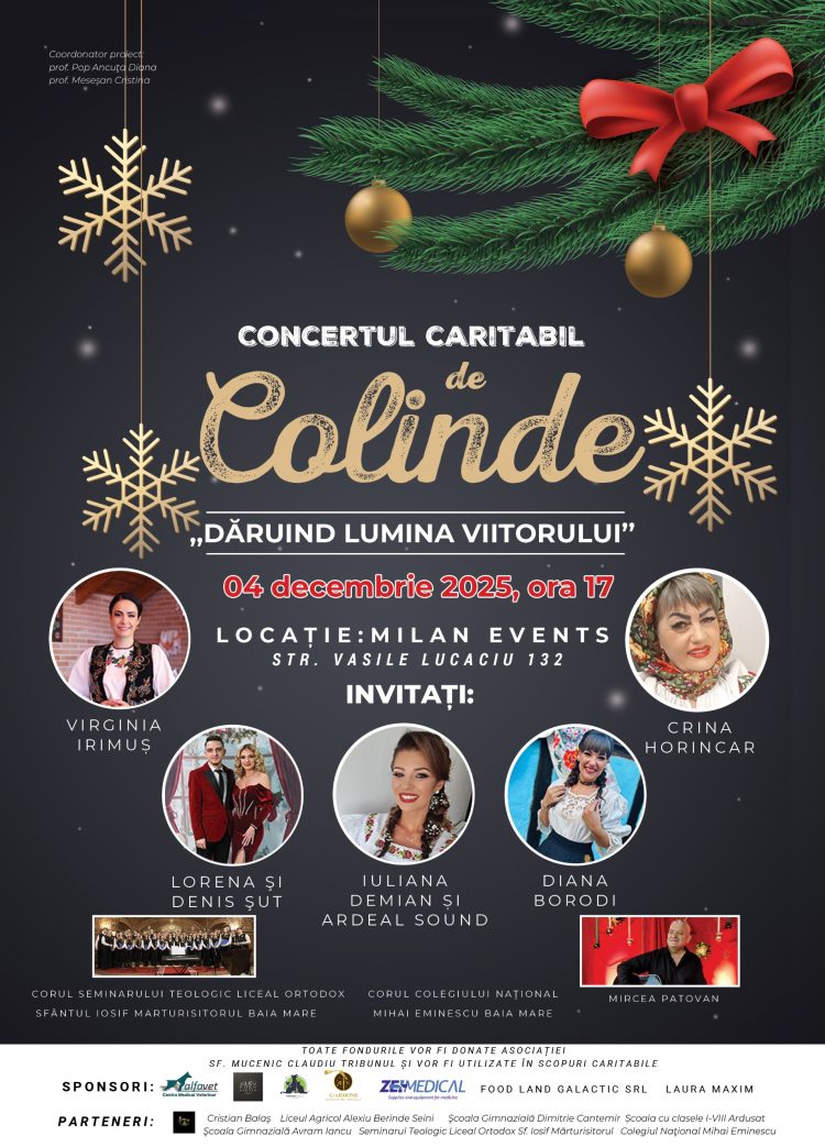 Concert caritabil de colinde la Baia Mare pentru susținerea elevilor și familiilor nevoiașe